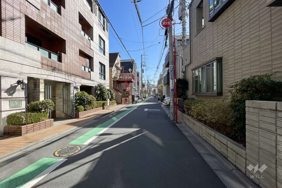 敷地西側の前面道路　