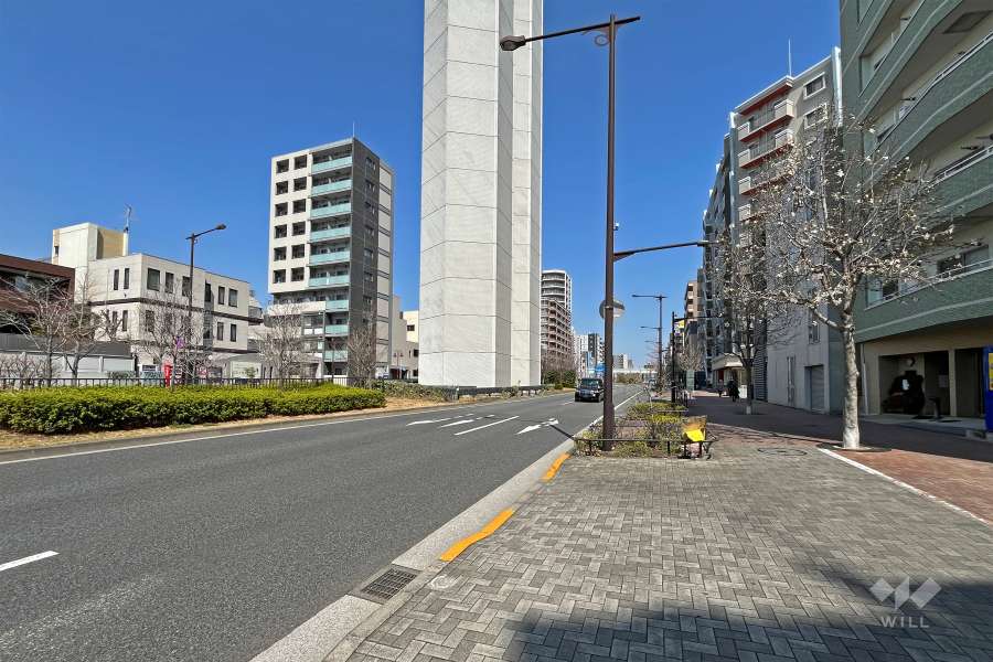 敷地の北西側前面道路は山手通りです（南西側から）。