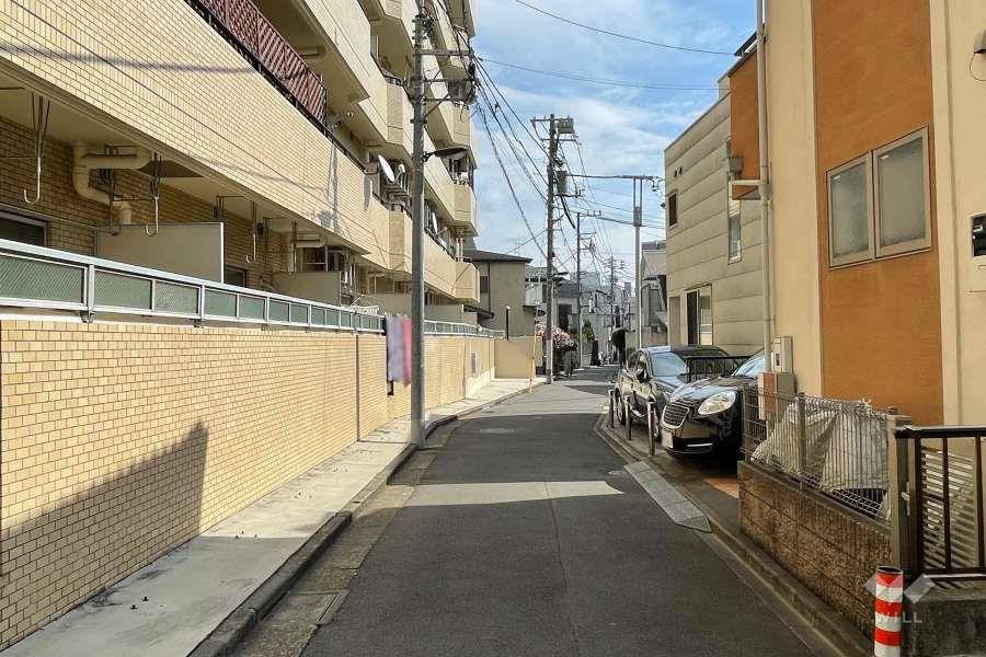 敷地南側の前面道路（西側から）
