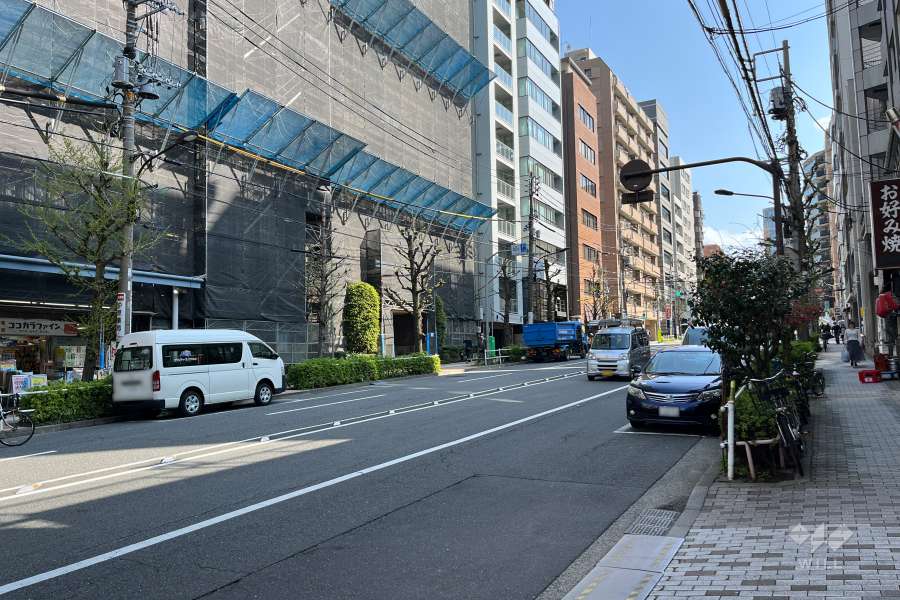 敷地の西側前面道路（北側から）