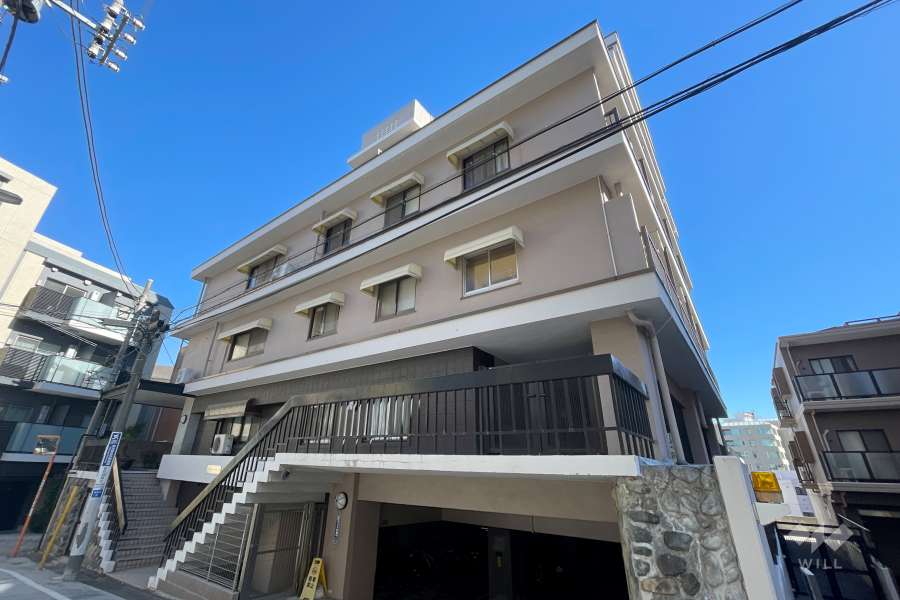 信濃町マンションの外観（南西側から）