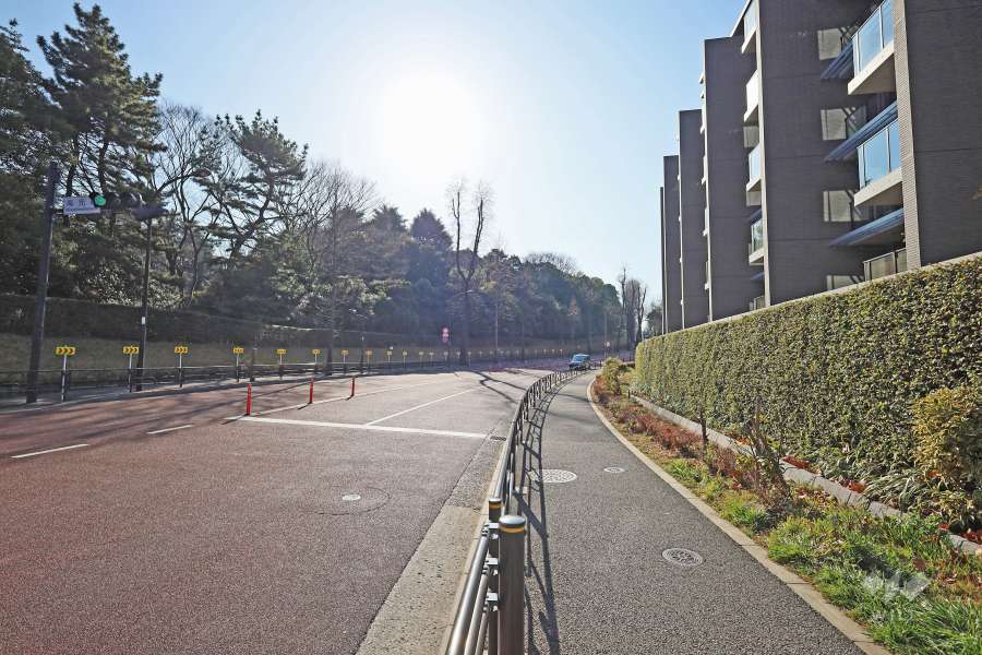 敷地南東側の前面道路（北東側から）