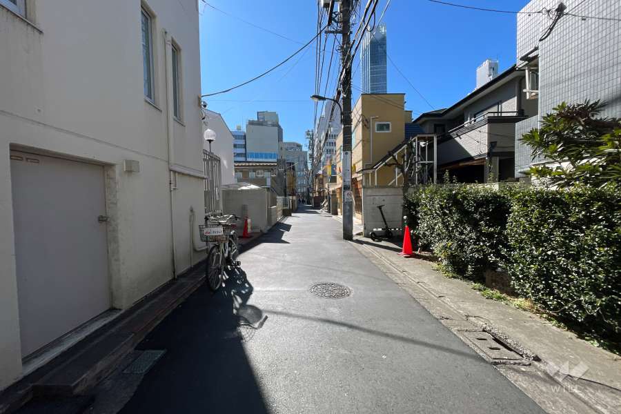 敷地の東側前面道路（北側から）