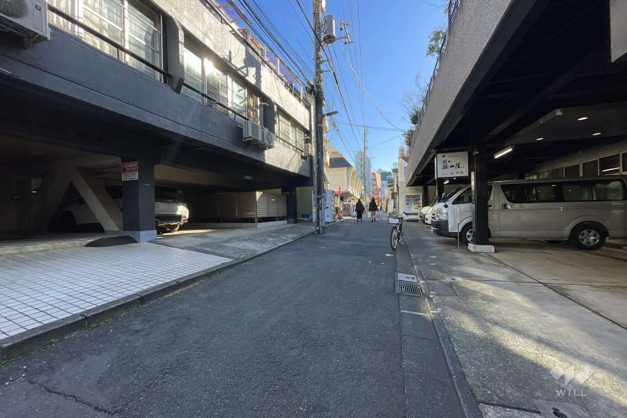 敷地西側の前面道路（北側から）