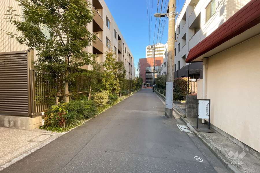 敷地東側の前面道路（南側から）