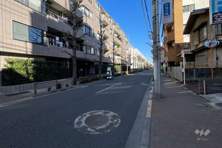 敷地の南側前面道路（西側から）