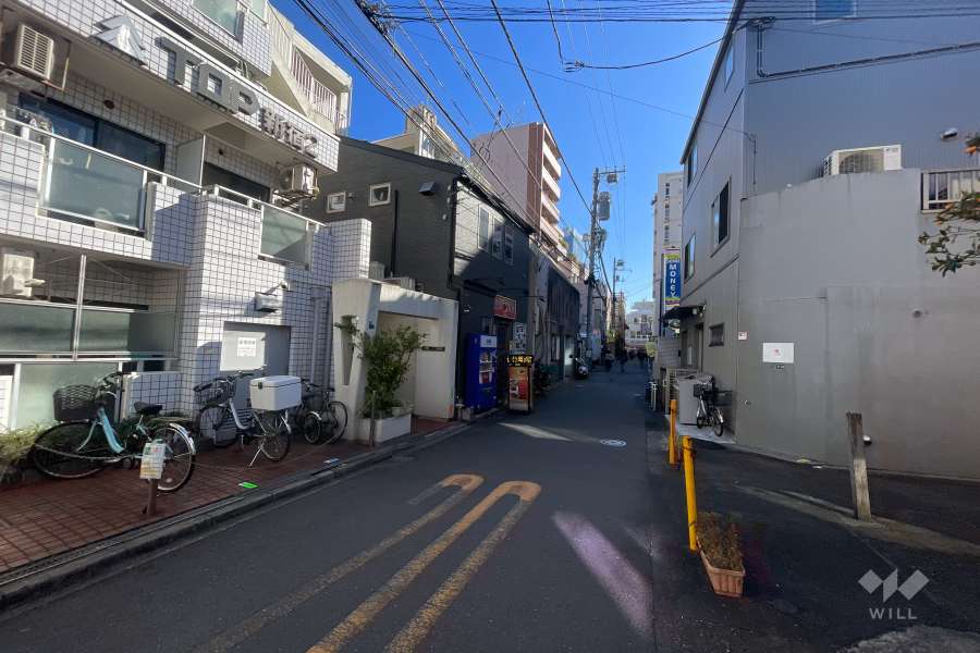 敷地西側の前面道路（北側から）