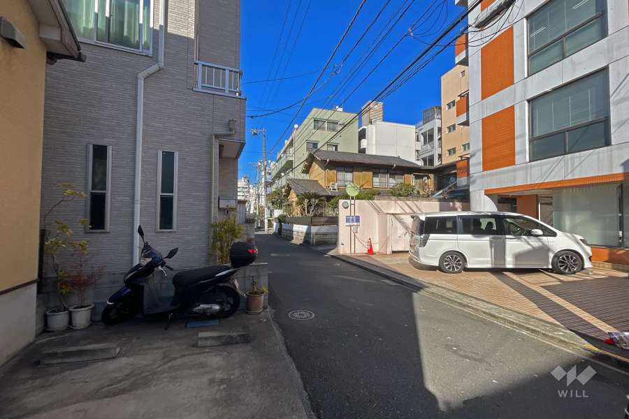 敷地西側の前面道路（南側から）