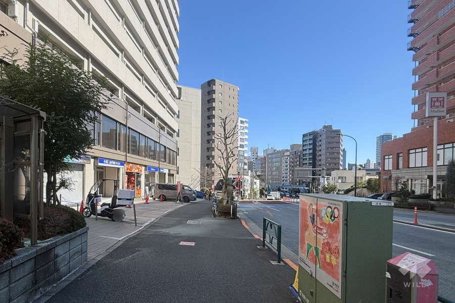 敷地の南側前面道路（西側から）