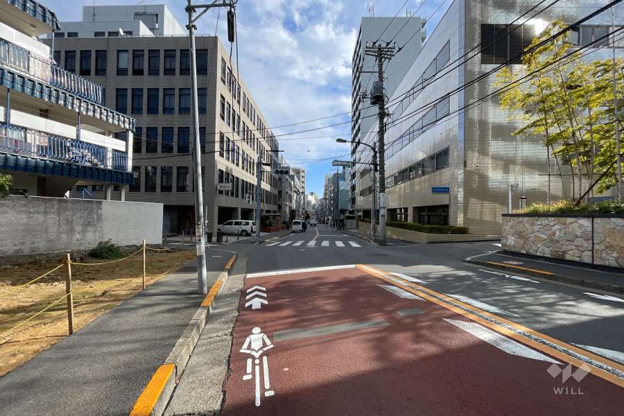 敷地北東側の前面道路（北西側から）