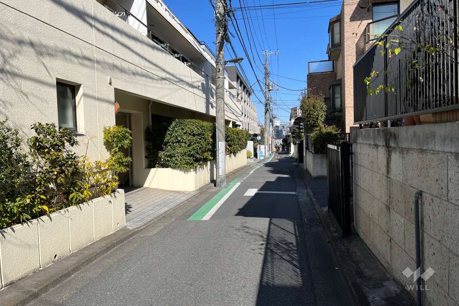 敷地の東側前面道路（南側から）