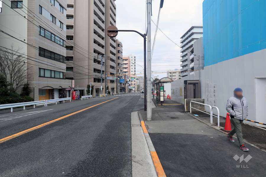 敷地の東側の前面道路（南側から）