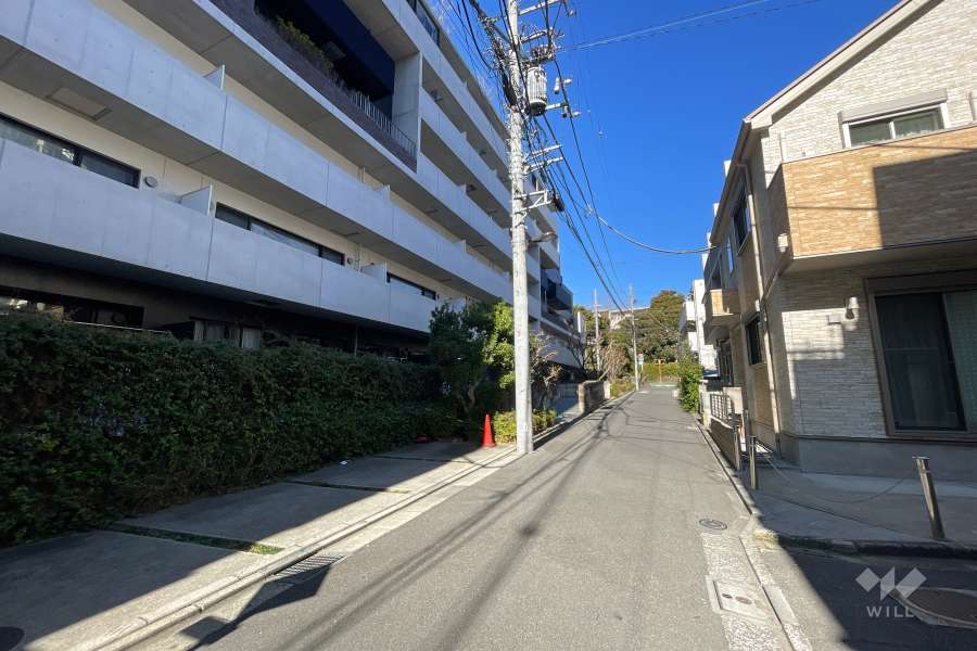 敷地北東側の前面道路（南東側から）