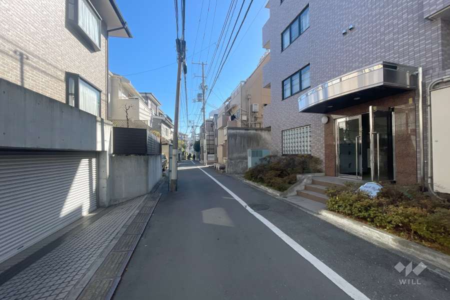 敷地北東側の前面道路（北西側から）