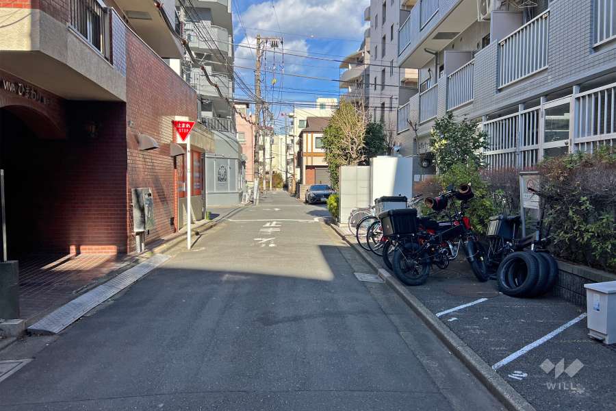 敷地西側の前面道路（南側から）