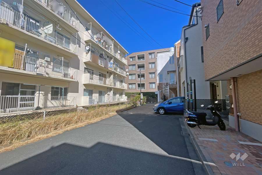 敷地の南側前面道路（西側から）