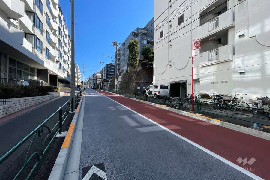 敷地の北側前面道路（西側から）