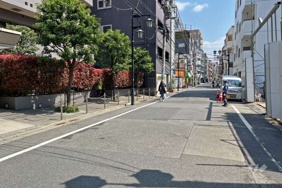 敷地南側の前面道路（西側から）