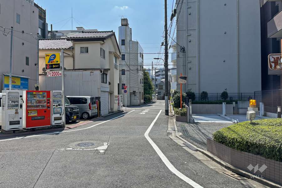 敷地東側の前面道路（北側から）