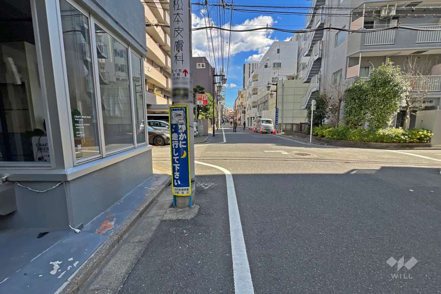 敷地南側の前面道路（西側から）
