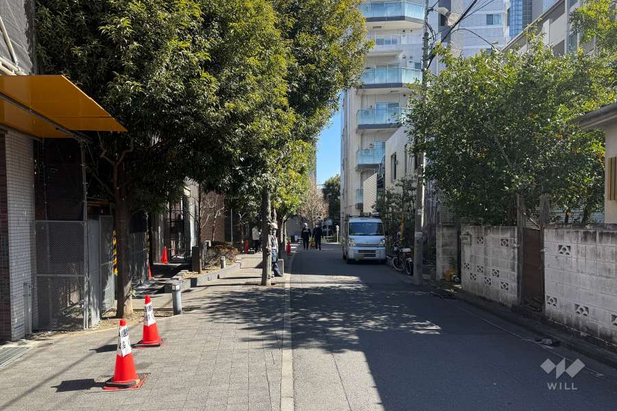 敷地の南側前面道路（西側から）