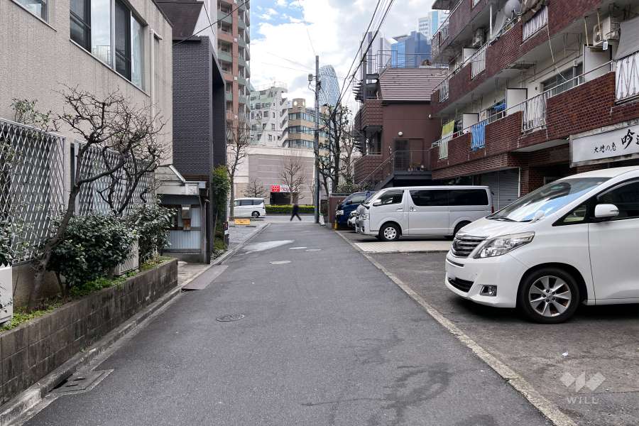 敷地東側の前面道路（北側から）