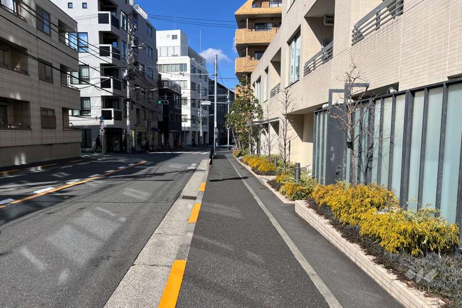 敷地西側の前面道路