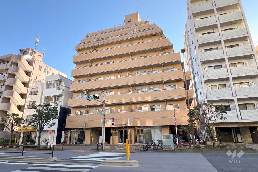 ライオンズマンション余丁町の外観（北西側から）
