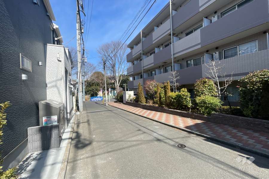 敷地の西側前面道路（南側から）