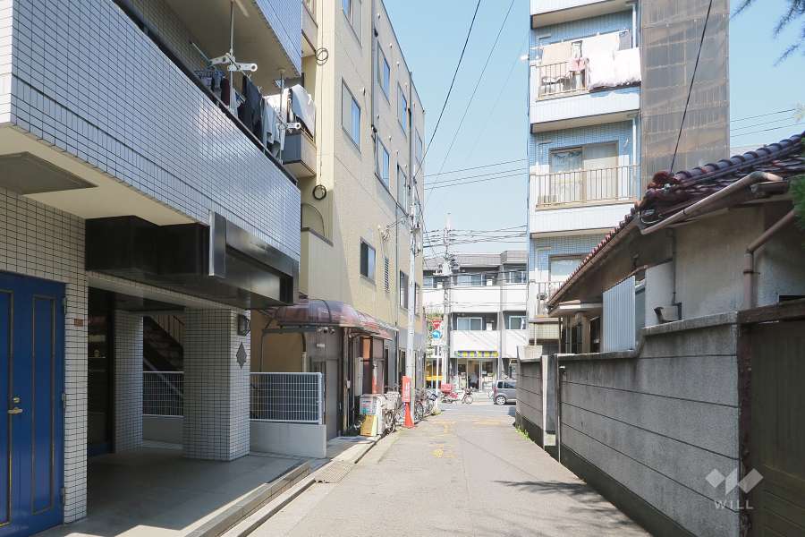 敷地東側の前面道路（南側から）