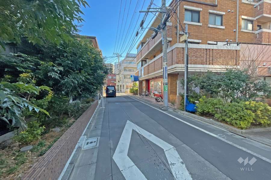 敷地の北側前面道路（西側から）