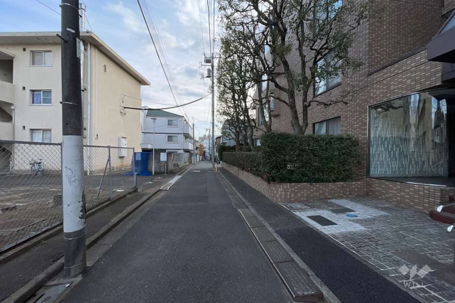 敷地の東側前面道路（北側から）