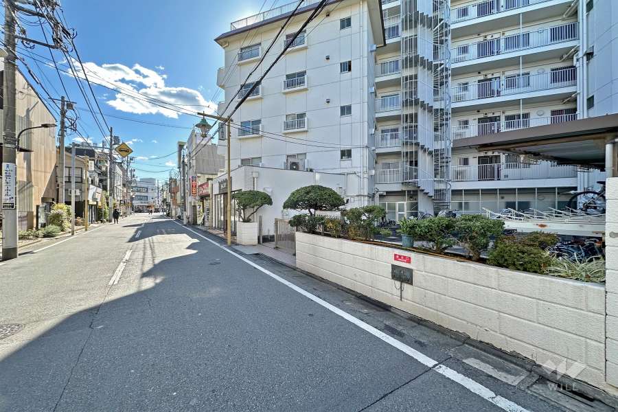 敷地北東側の前面道路（北西側から）