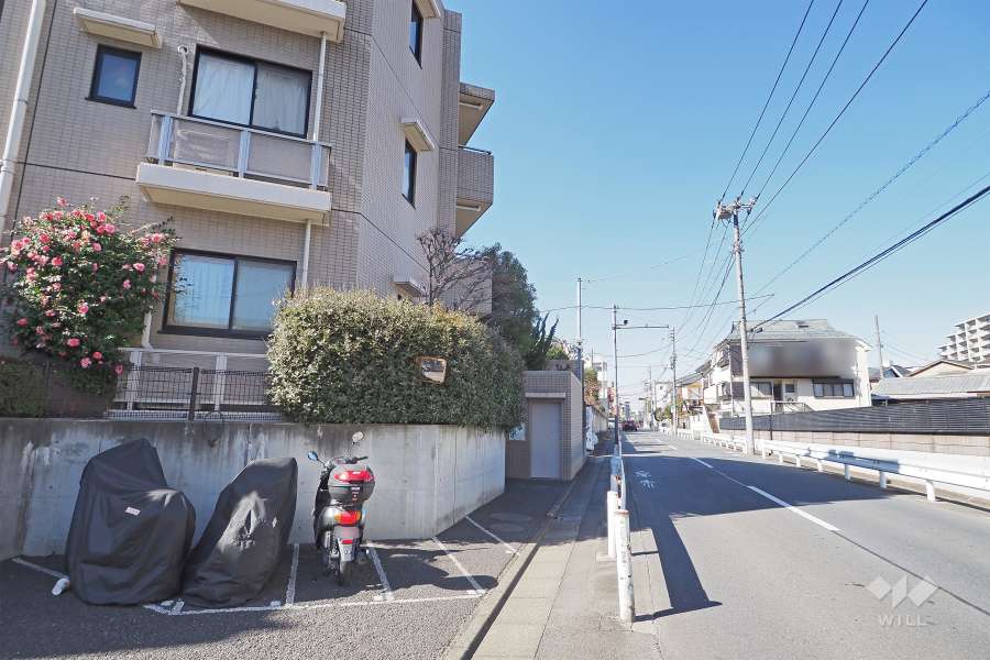 敷地北東側の前面道路（南東側から）