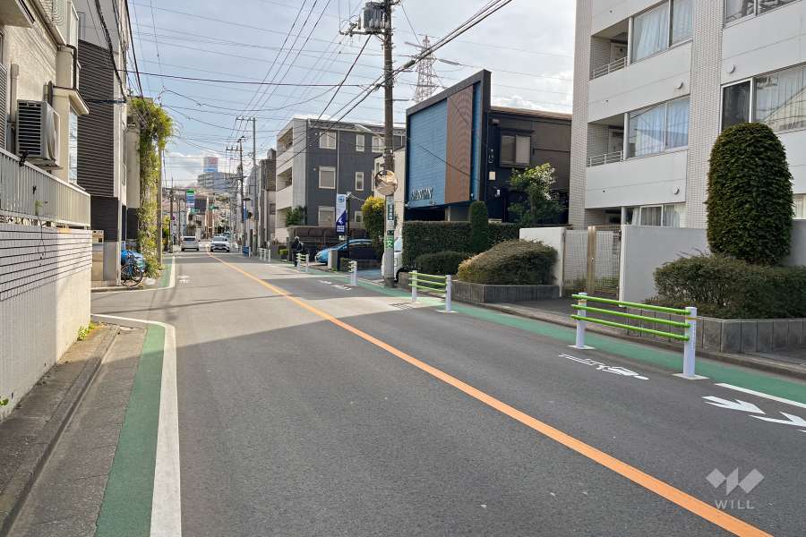 敷地東側の前面道路（北側から）