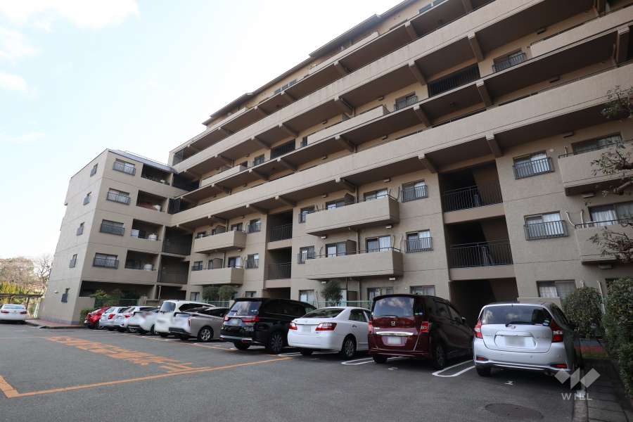 サンヴェール逆瀬川2番館の外観（南西側から）建物はスキップフロア構造です。