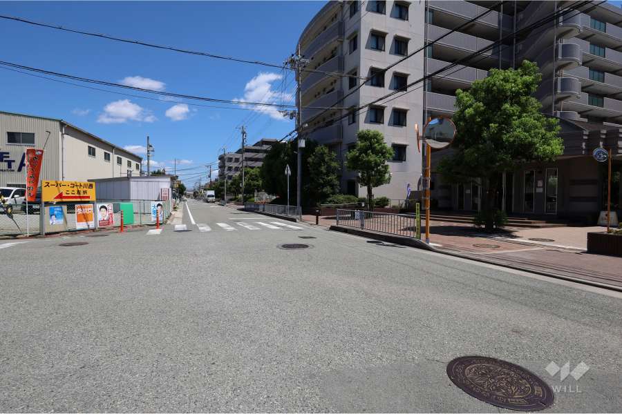 敷地北側の前面道路（西側から）