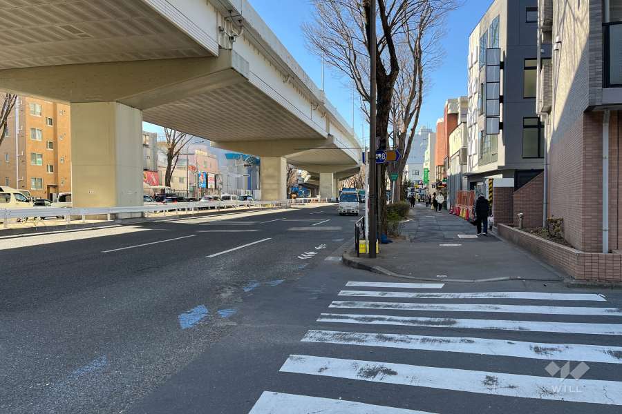 敷地の南西側前面道路（南東側から）