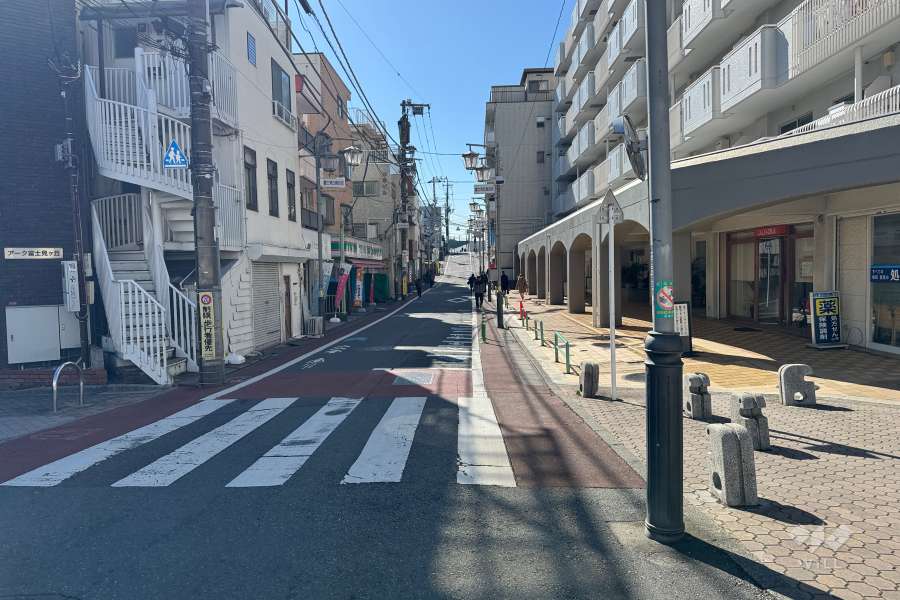 敷地の南東側前面道路（北東側から）