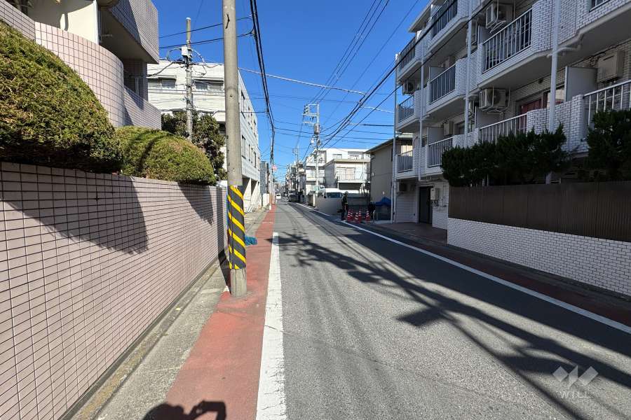 敷地の西側前面道路（北側から）