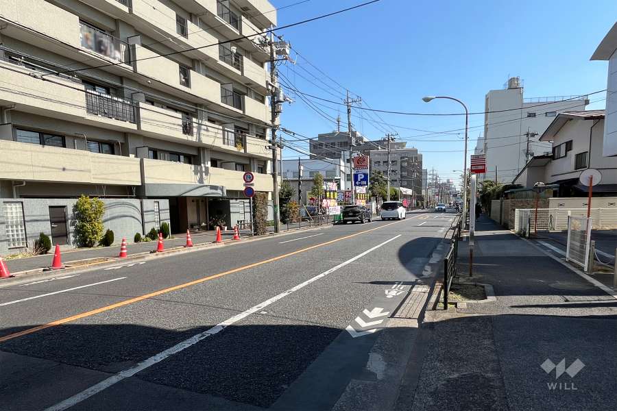 敷地の南側前面道路（西側から）