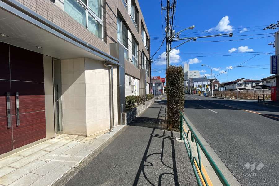 敷地の南側前面道路（西側から）