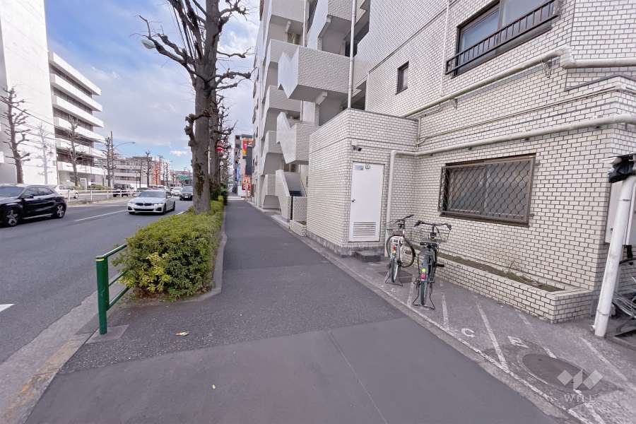 敷地東側の前面道路（北側から）