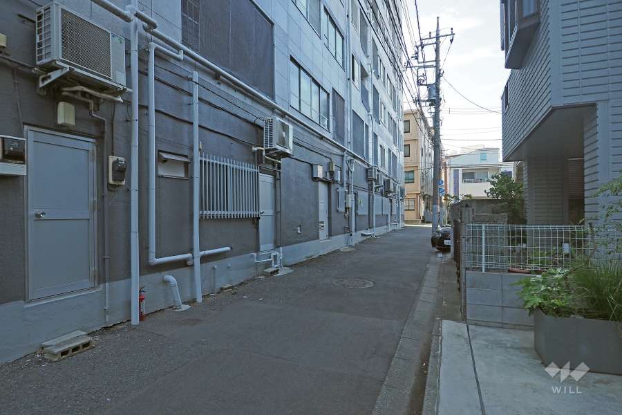 敷地東側の前面道路（北側から）