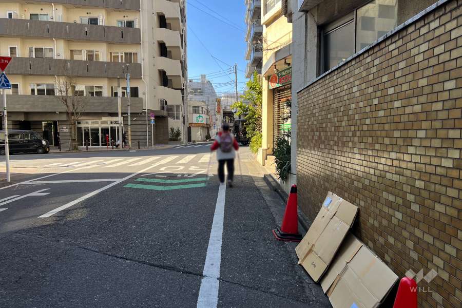 敷地南西側の前面道路（南東側から）