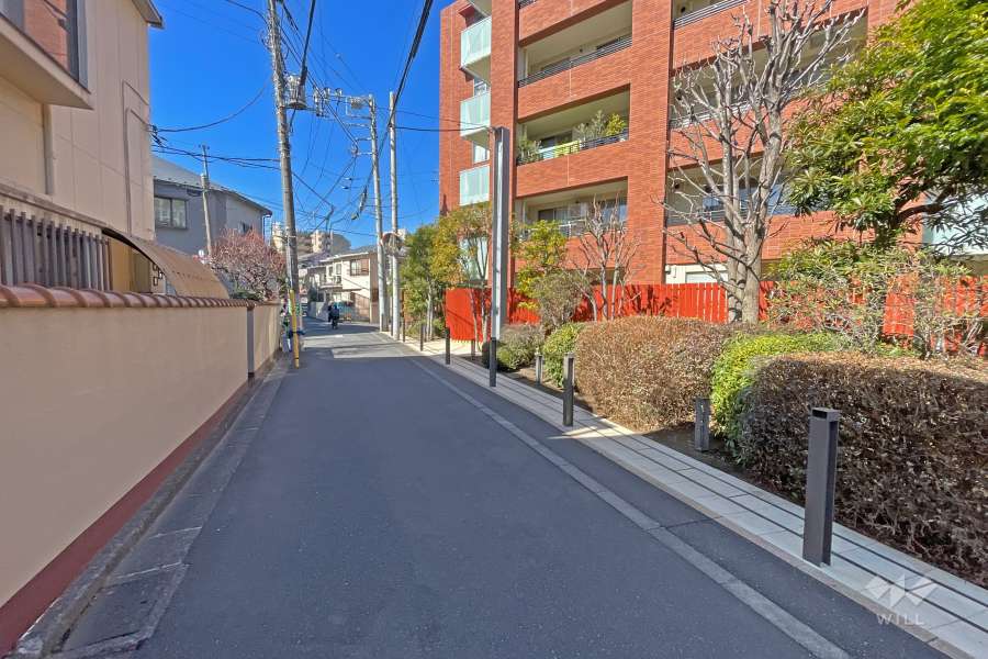 敷地の南側前面道路（東側から）