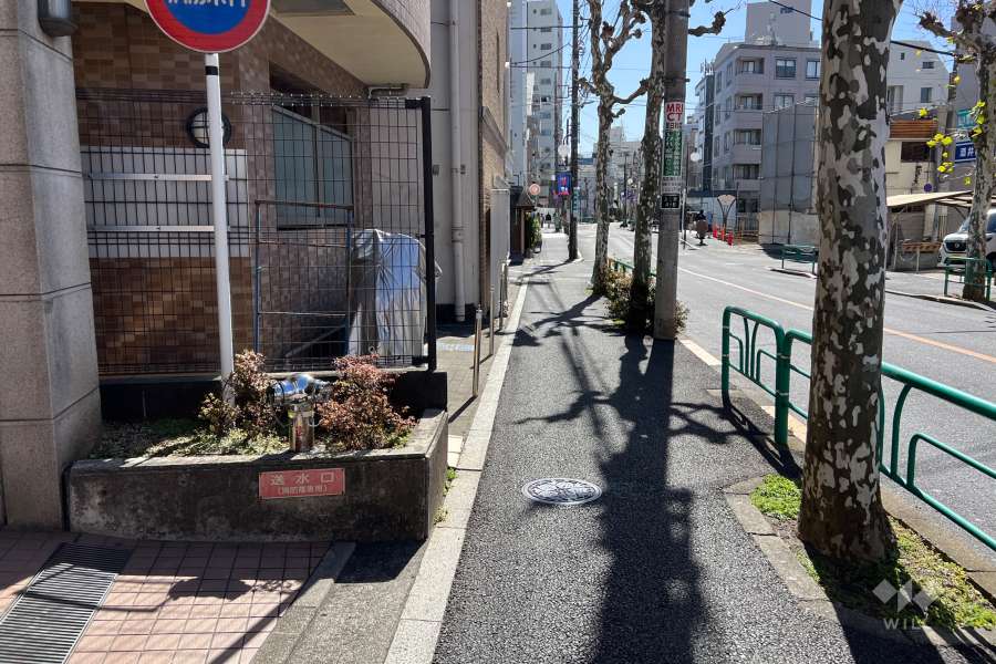 敷地の北西側前面道路（北東側から）