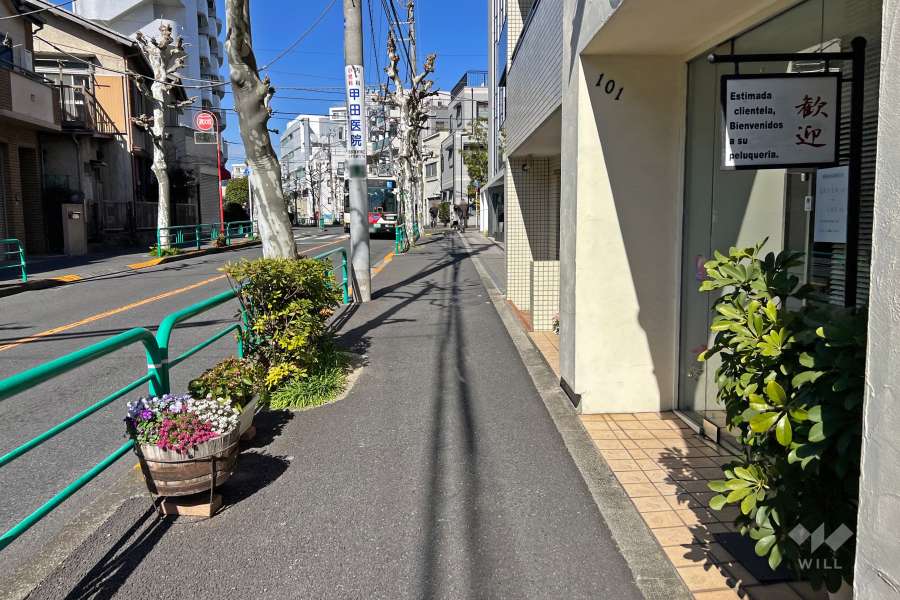 敷地西側の前面道路（南側から）