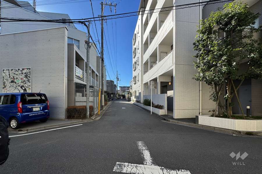 敷地東側の前面道路（北側から）