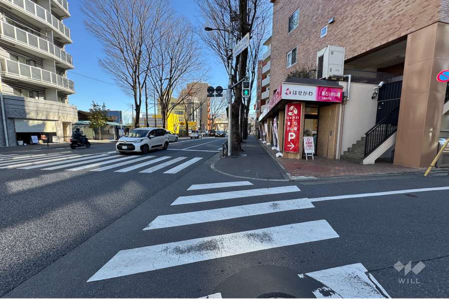 敷地の北側前面道路（西側から）